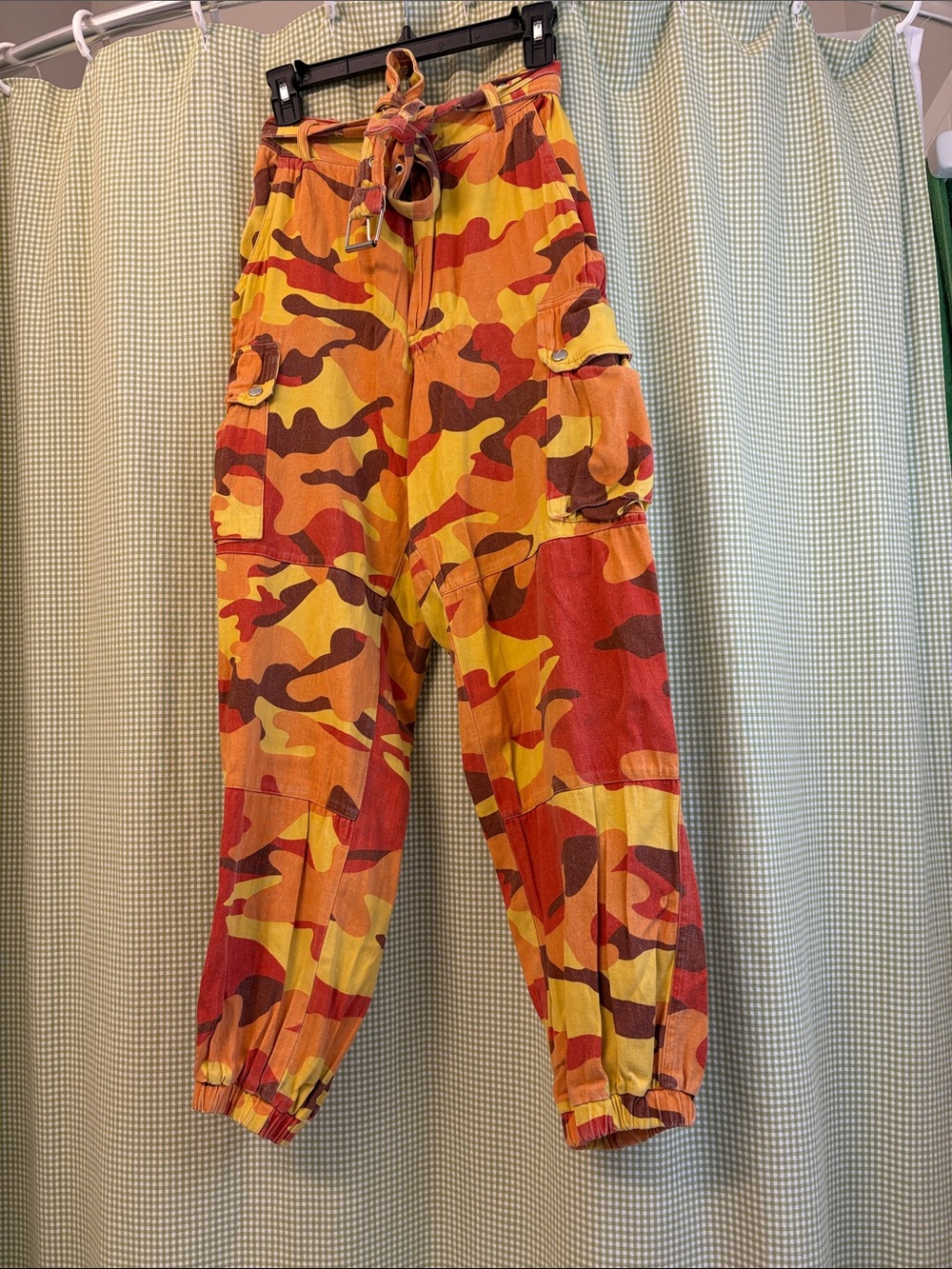 Juniors Cargo zipper Jogger Pants - Yellow Orange Brown Camo
